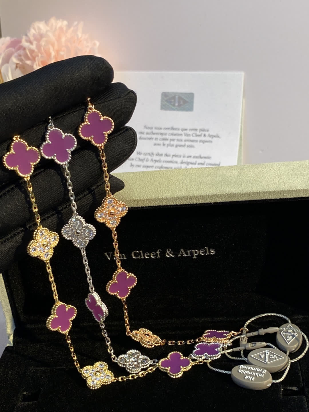 Van Cleef & Arpels Alhambra Pink Enamel Bracelet Van Cleef & Arpels Alhambra Pink Enamel Bracelet